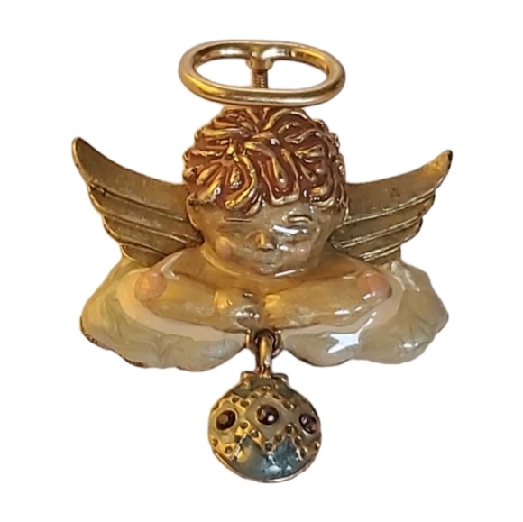 LOUIS C. MARKS 1940s Cherub Angel Brooch Vintage Signed Collectable Jewelry - Picture 2 of 8